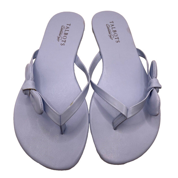 Baby Blue Talbots Bow Tie Thong Sandals Women's Size 7.5 Pre-owned - Picture 1 of 8
